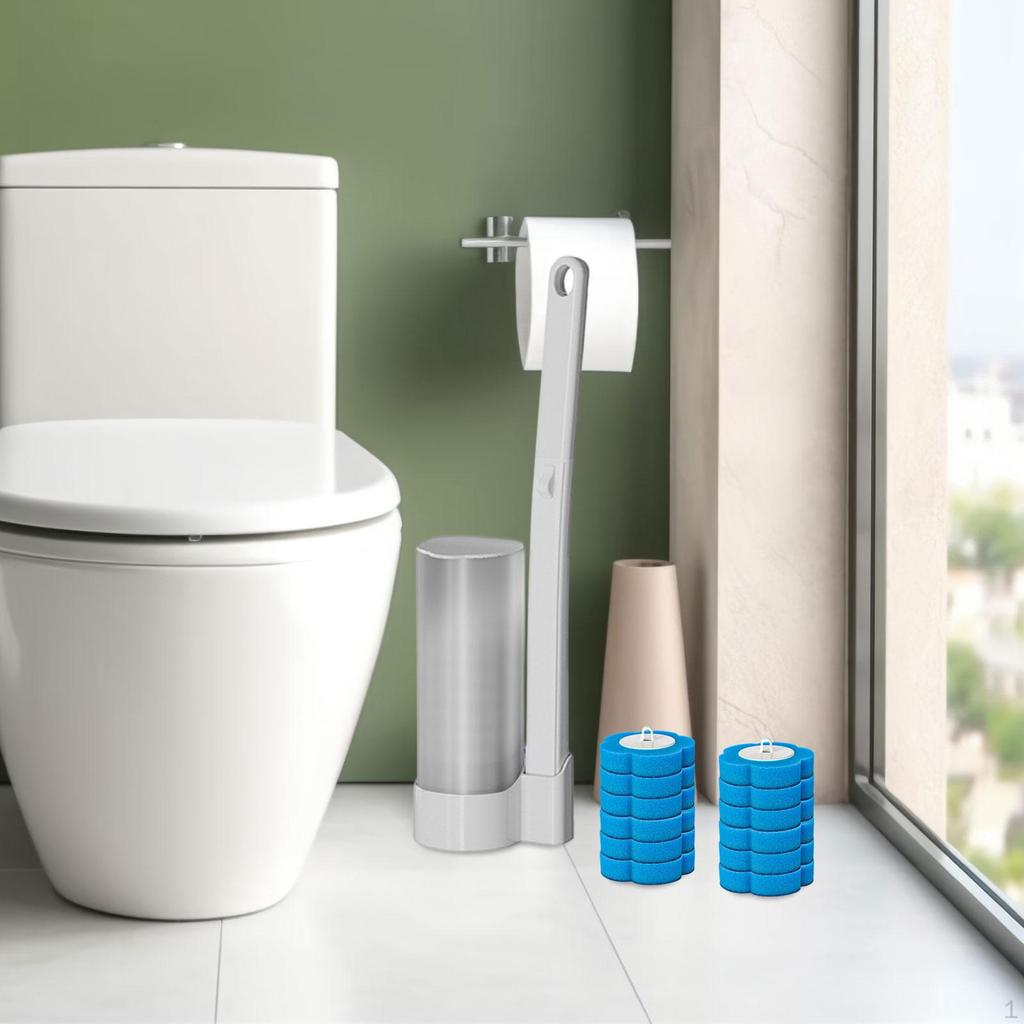 Toilet Brush Set Bathroom Maintenance Professional Wall Mounted Efficient Household with Refills