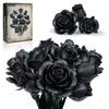 12 st Svart Ros Byggkloss Set Växtbukett Högkvalitativa Simulerade Rosor Blommor Gotisk Dekoration Alla Hjärtans Dag Gåva