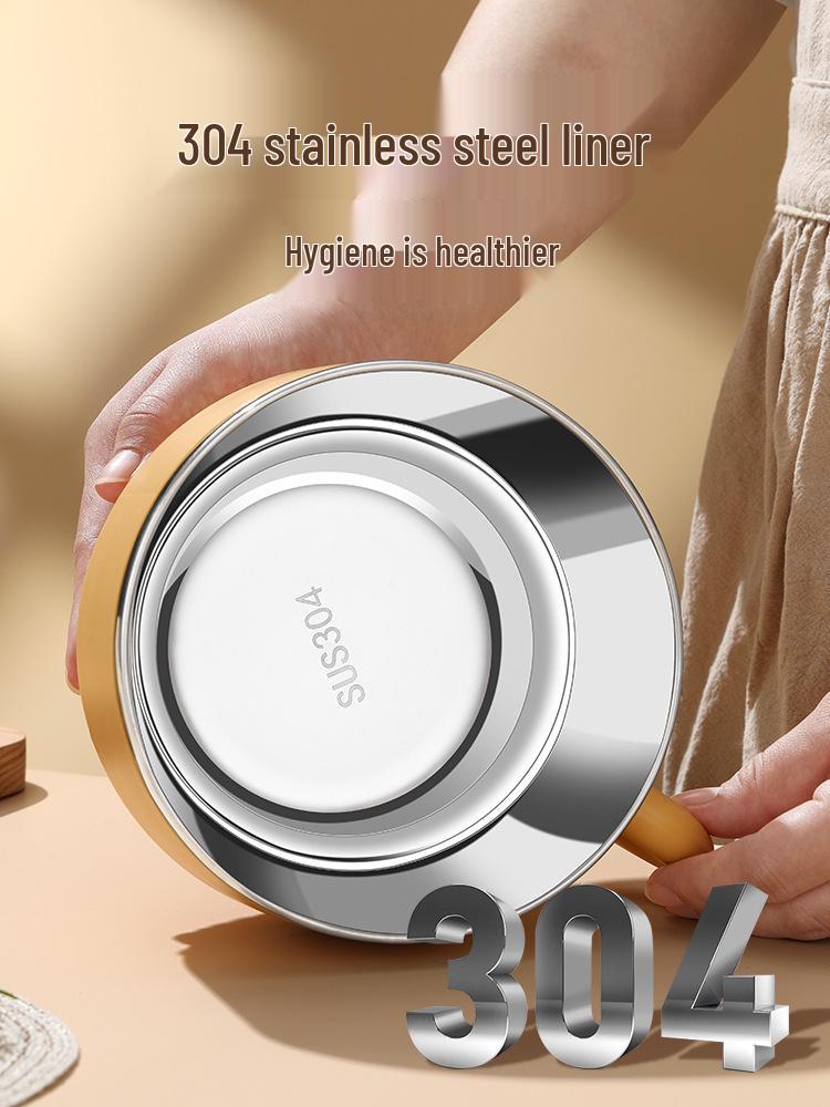 Creative Stainless Steel Rice Bowl & Chopsticks Set: Cartoon Style, Ideal for Dormitory & Outdoor Use