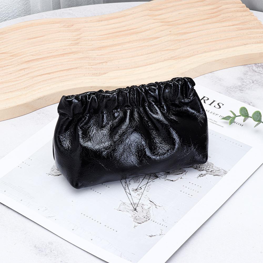 

Automatic Shrapnel Opening Coin Holders Cowhide Women s Lipstick Storage Pouch Cracked Wrinkles Genuine Leather Coin Purse чёрный