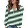 Women's Fashion V-Neck Button-Up T-Shirt With Patchwork Print Long-Sleeved Top
