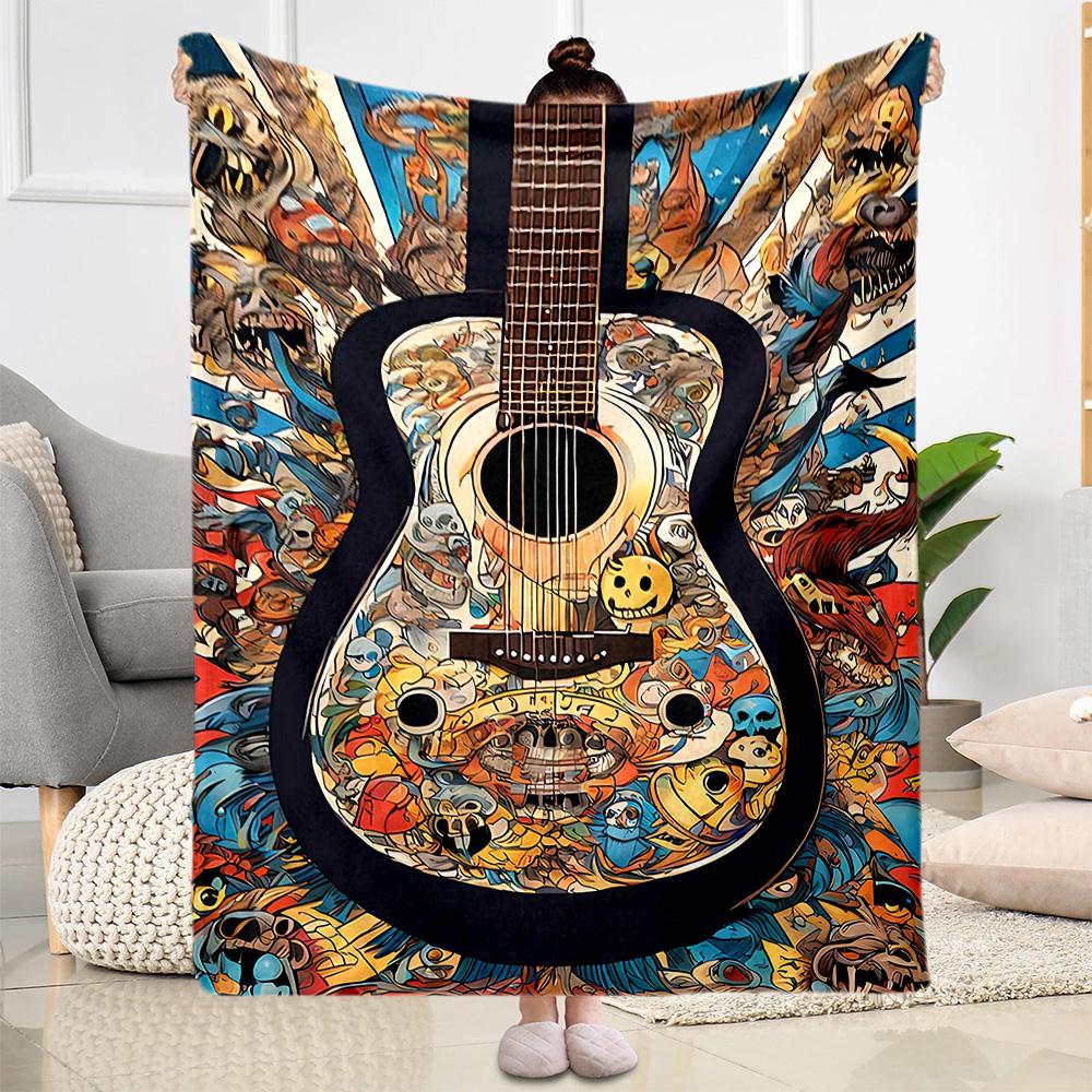 Guitar Blanket Soft Warm Cozy Perfect for Sofa Office Office Chair for All Occasions Modern Unique Gift for Family and Friends Camping