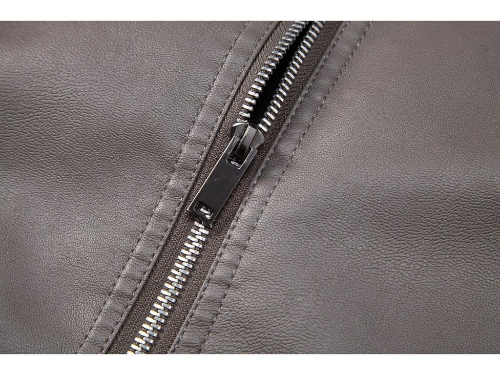 Men's PU Leather Motorcycle Jacket - Autumn/Winter Stand-up Collar Trendy Coat