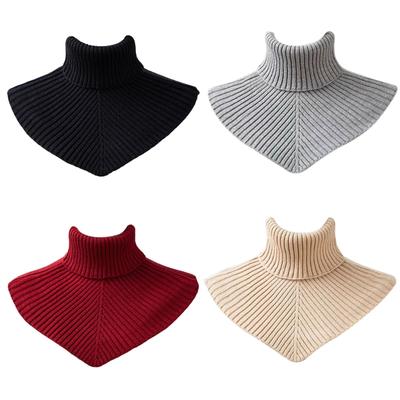 Winter Knitted Collar Women Knitted Turtleneck Scarf Shoulder Wrap Solid Scarf  for Fashionable Women