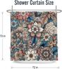 Boho Flower Shower Curtain Mandala Floral Vintage Flower,Pink Blue Bright Petal Leaves Farmhouse Fabric Shower Curtains Bathroom