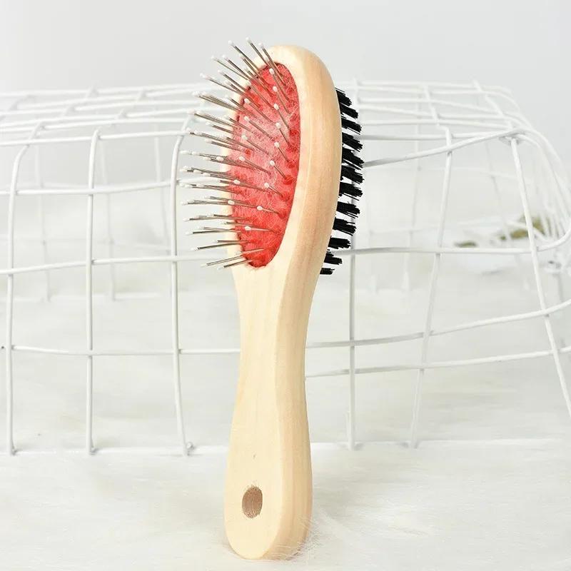 1PCs Double-sided Pet Comb Big Dog Brush Beauty Comb for Cats Dogs Hair Removal Soft Brush Wooden Pet Comb Grooming Dog Supplies