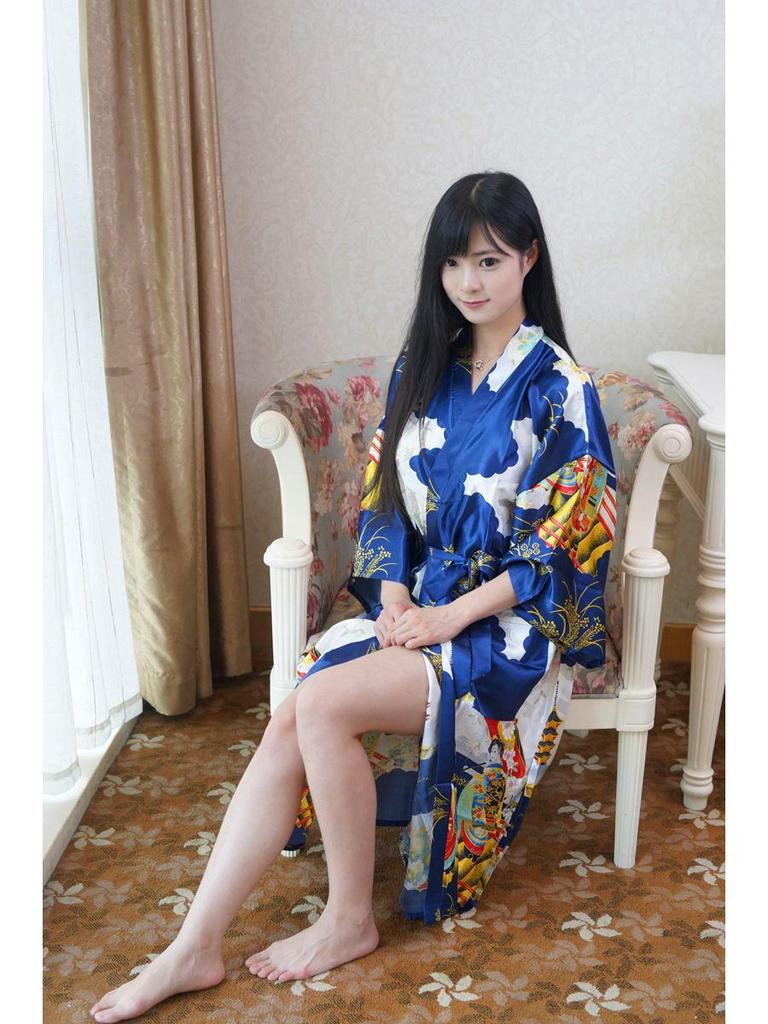 Women's Summer Silk-Feel Cardigan Pajama Robe - Long, Lightweight, Sexy Bathrobe