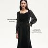 VEROMODA Women's Autumn Velvet Mesh Spliced Fishtail Long Dress