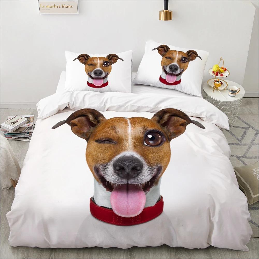 Dog Duvet Cover Set Double Queen King Size Bedding Set Black and White Border Shepherd Soft Comfortable 23pcs Twin Quilt Cover