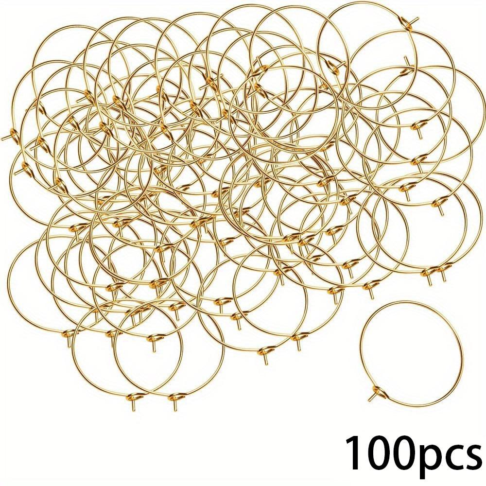 50/100/200ks slitinový držák náušnic, přívěsek kroužek na sklenici na víno, 25mm otevřené náušnice, kroužek s korálky, oblíbené na párty