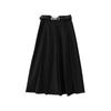 Women's Plus Size High Waist A-Line Woolen Pleated Skirt for Pear Shape, Mid-Length, Slimming Hips Cover