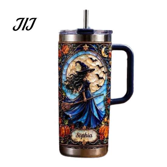 Large Capacity Water Cup for Office 40oz Witch Tumbler, Halloween Gothic Stainless Steel Portable Drinkware Outdoor Activities with Handle, Insulated