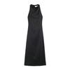 Summer European and American women's clothing yellow neck halter pleated Midi dress