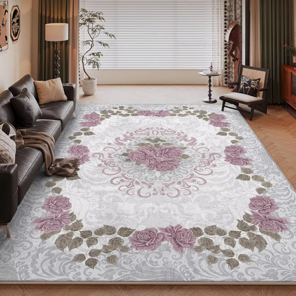 Alfombra Nórdica de Lujo Ligero para el Hogar, Dormitorio, Tamaño Grande, Floral Pastoral, Alfombras para Sala de Estar Lavables, Alfombra para Salón, Felpudos para Vestíbulo de Hotel