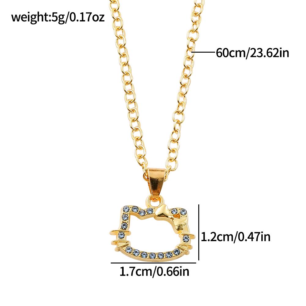 6pcs Anime Hello Kitty Pendant Necklaces Set Cute Cat Bow Design Fashion Jewelry for Women Men Gift Ideas