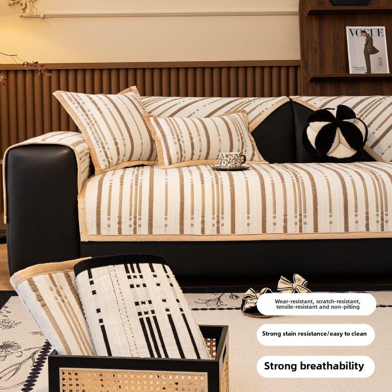 Strukturierter Chenille Sofakissenbezug, Ganzjahres-Universal-Rutschfester Sofabezug