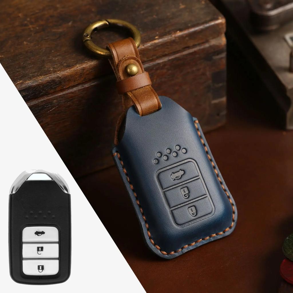 Leather Car Key Case Cover Fob Protector for Honda City Turbo Crider XRV 10th Civic Accord Keychain Holder Keyring Accessories
