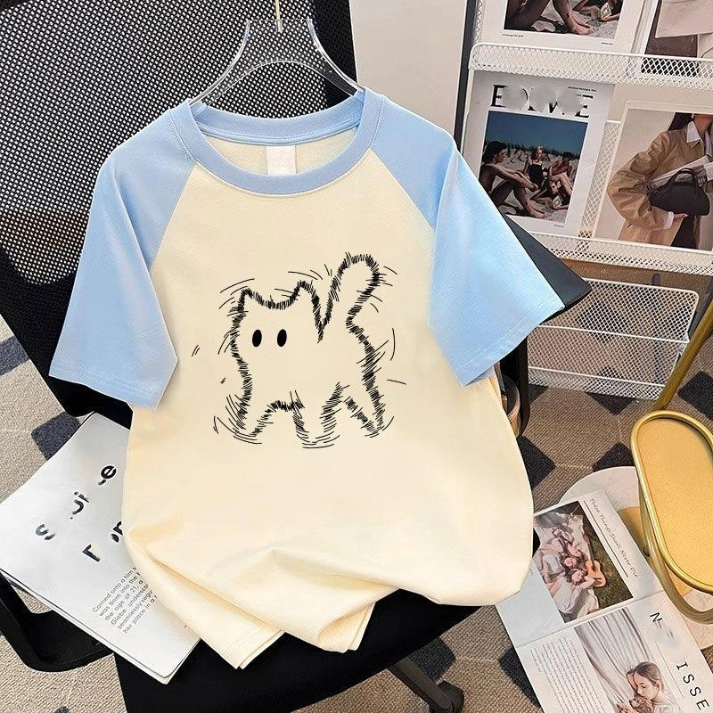 Summer Kids Adult Fashion Print Short Sleeve T-Shirt Outdoor Casual O-Neck Oversized Women's Tees Top Girl Clothing