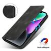 For iPhone 14/13 Stand Case Magnetic Closure Skin Touch Leather Flip Phone Cover with Wallet