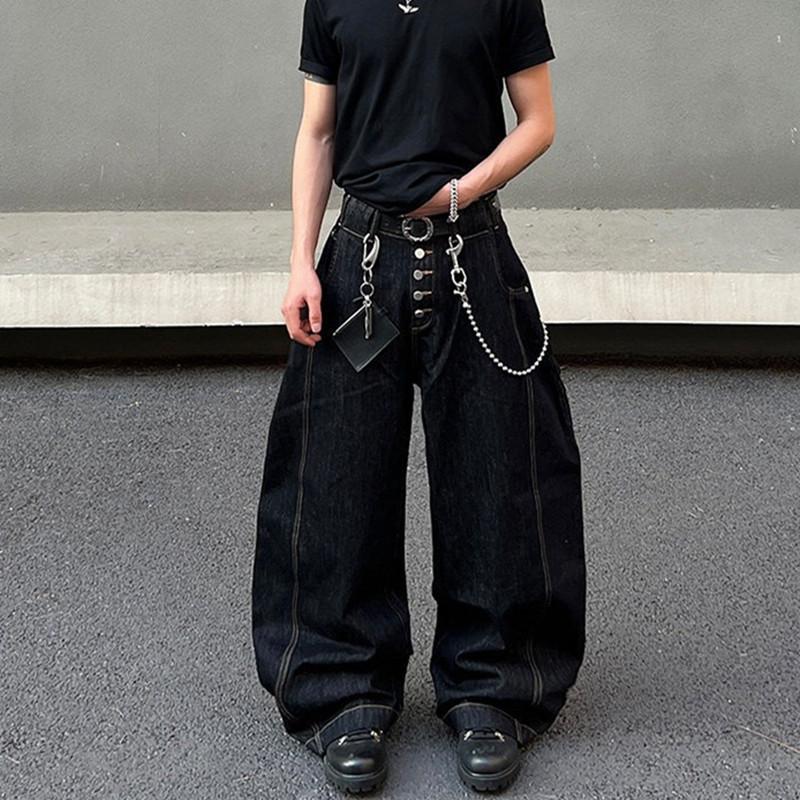 Retro straight jeans women's autumn new fat mm large size annual loose scimitar pants loose wide-leg pants