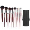 15-Piece Animal Hair Makeup Brush Set - Sandalwood Eyeshadow & Highlighter Brushes for Makeup Artists
