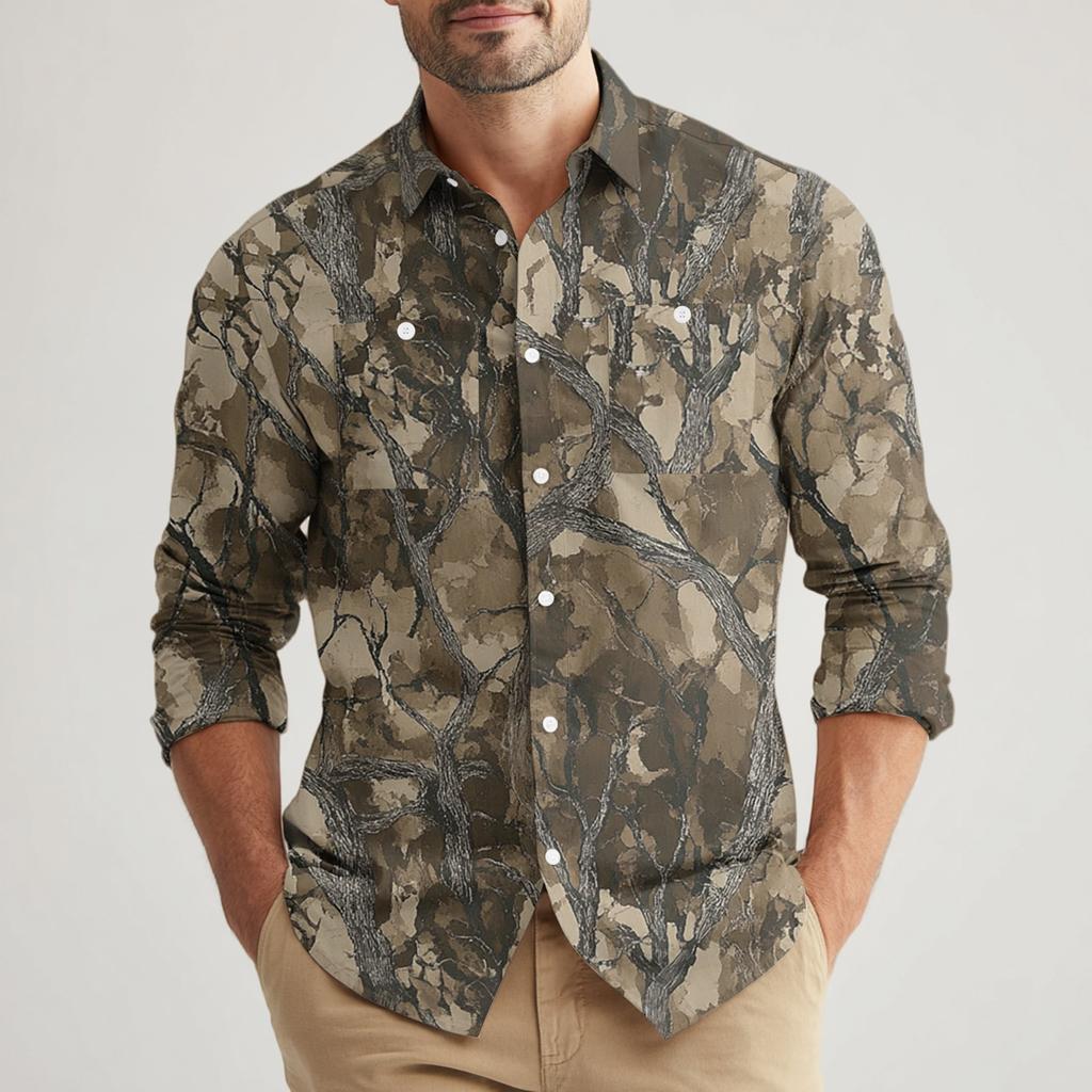 Men's Loose Classic Lapel Multi-pocket Industrial Work Shirt Top