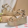 Women Wedge Sandals 9cm Platform High Heels Sandals Rivet Open Toe Sandals for Women Roman Style Sandal Sandalias Mujer