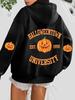 Halloween Print Hoodie, Winter and Autumn Drawstring Casual Sportswear, Women's Clothing Hoodies Women Sweatshirt Clothes