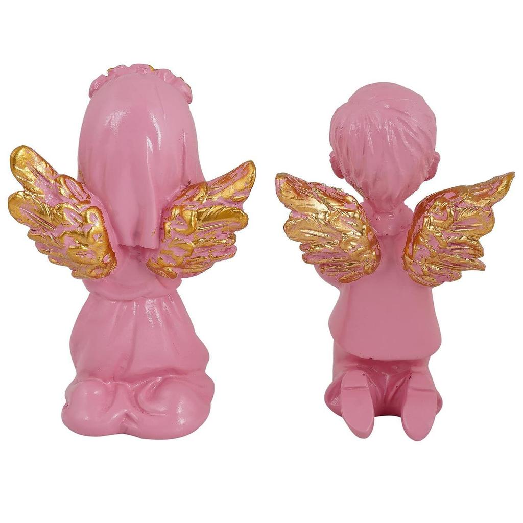 Angel Girl & Wings Boy Sttaue for Home Décor Showpiece | Fairy Girl Statue for Home Décor Items (Girl & Boy, Set of 2)