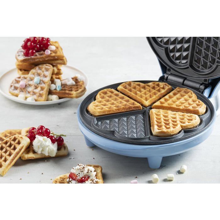 Bestron Gaufrier pour gaufres classiques en forme de cœur, Gaufrier avec revetement anti-adhesif pour gaufres en forme de cœur, Desi