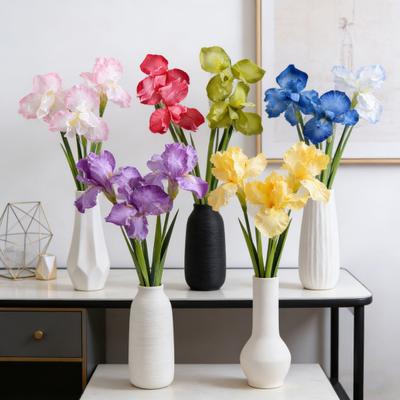 Künstliche Schwertlilienblume 2 Köpfe Kunstseidenblumenstrauß Langer Stiel Gefälschte Schwertlilienblumen für Blumengestecke Tischmittelstück Party Hochzeit Dekoration