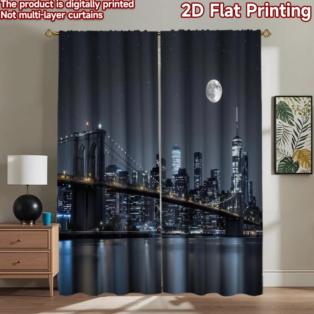 2D Flat Photography Backdrop Tapestry City Night Skyline 100% Polyester Family Party Decoration Perfect for Suitable for