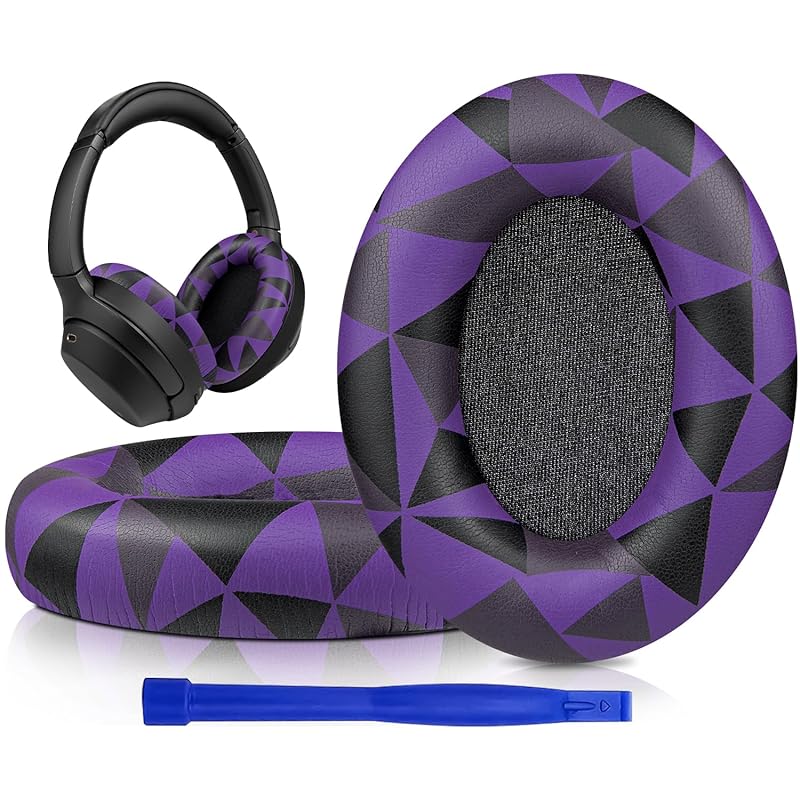

SOULWIT Easy DIY Installation ear pads for Sony WH-1000XM3 Compatible with ear cushion high density foam exchange pad ear cup (purple black)