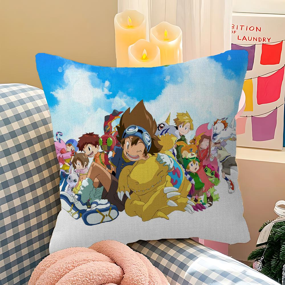 Anime Digimon Office Cushion Pillowcase Car Cushion Cover45X45CM Lumbar Pillowcase Sofa Pillowcover