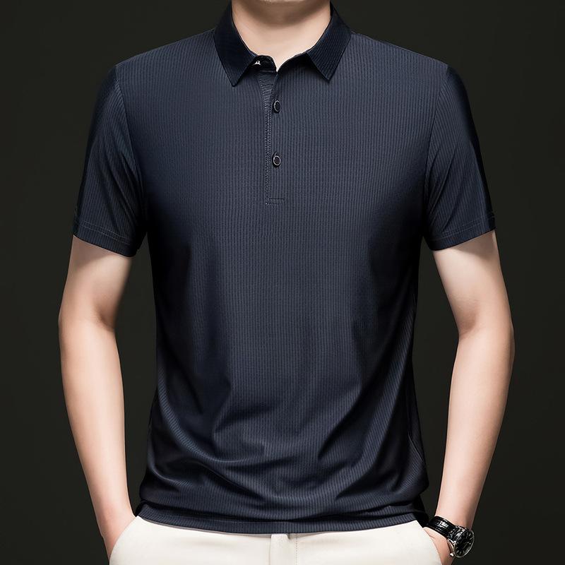 Polo Shirt Short-Sleeved T-Shirt Men'S Non-Ironing High-End Business Casual Breathable Cool Half Sleeve