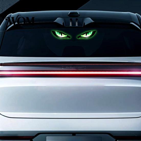 Vibration Sensor Car Light Solar Devil Eyes for Windshield, Window Warning Sign with Three Smart Modes, Custom Exterior Decoration LED Digital Panel,