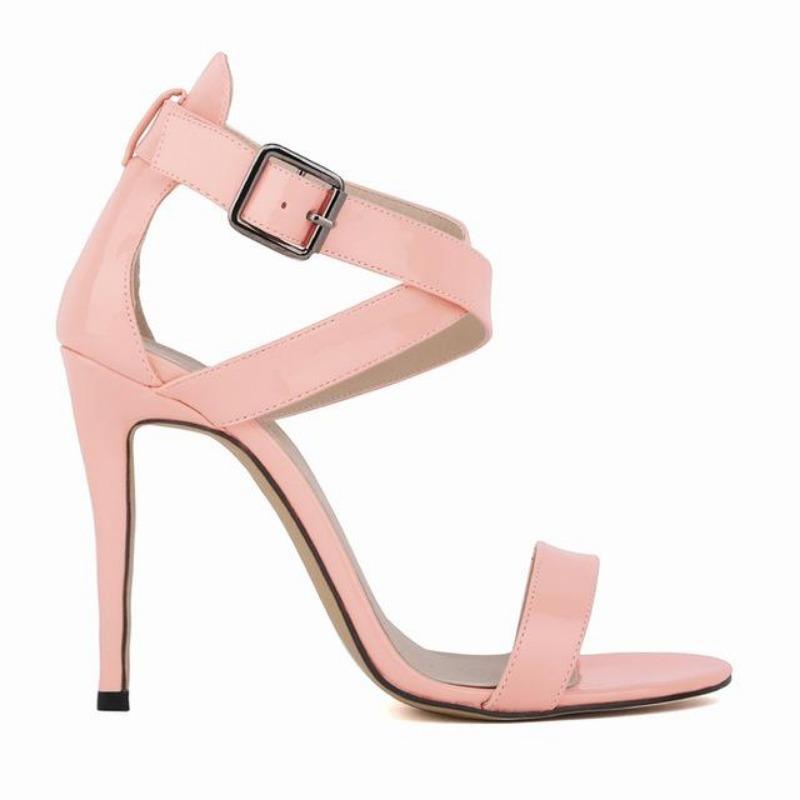 Scarpe da Donna Sexy con Tacco Alto in Vernice a Punta Aperta Rosse Scarpe da Sposa 11cm Sandali Estivi da Donna