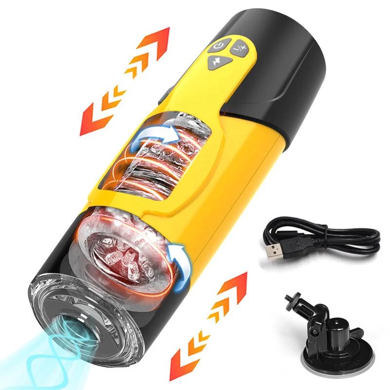 Telescopic Rotation Masturbator Cup Vagina Masturbation Blowjob Adults Sex Toys for Men Male Piston Automatic Mastubator