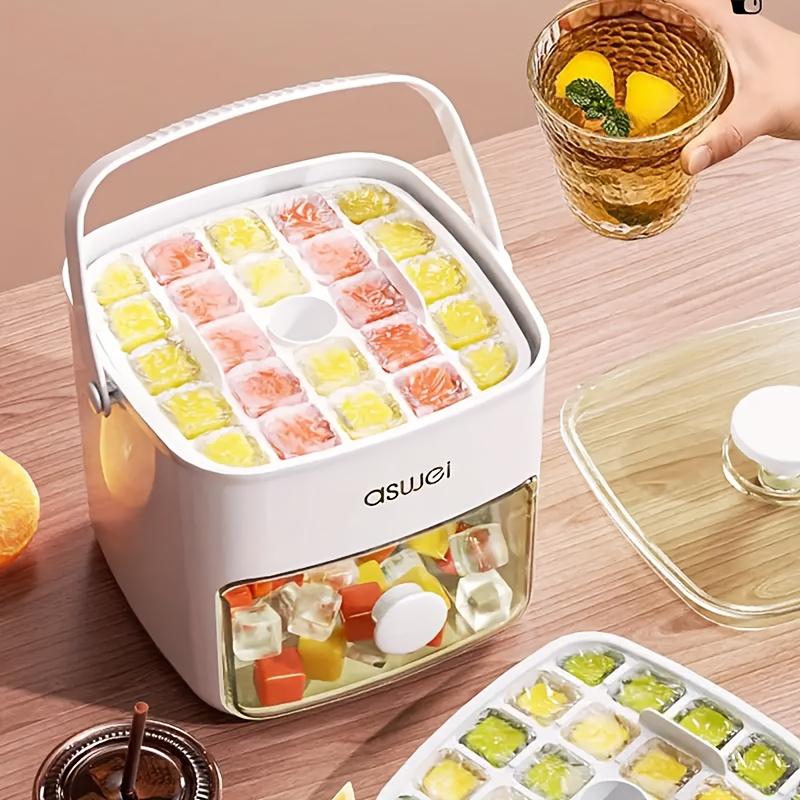 48 Ice Grid Cube Double Ice Cube Mold Tray with Easy Press Cover Easily Make Perfect Ice Cubes at Home Portable Design Portable Ice Storage