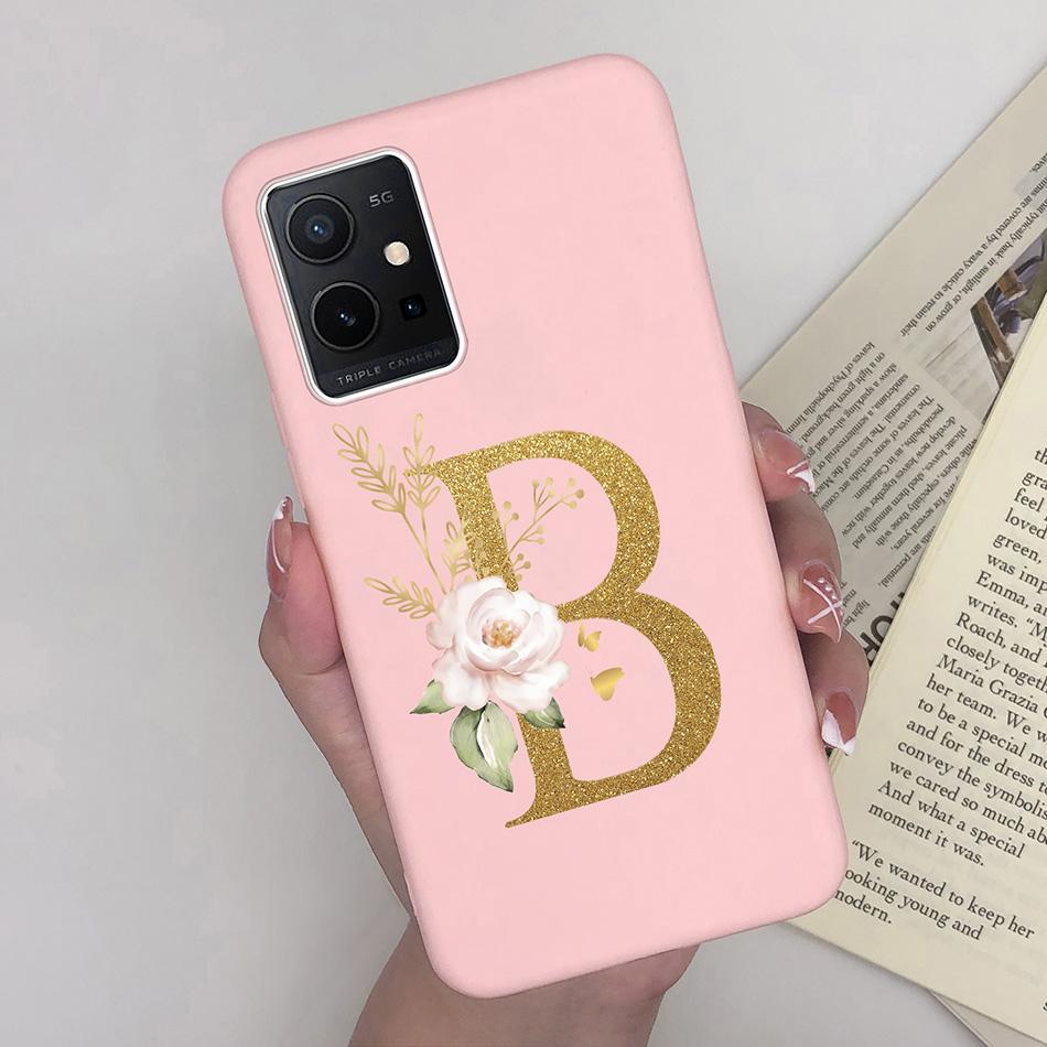 Simple Case For Vivo T1 5G Name 26 Letter Soft Matte Silicone Anti Slip Phone Back Cover For Vivo T 1 VivoT1 Shell Funda Bumper