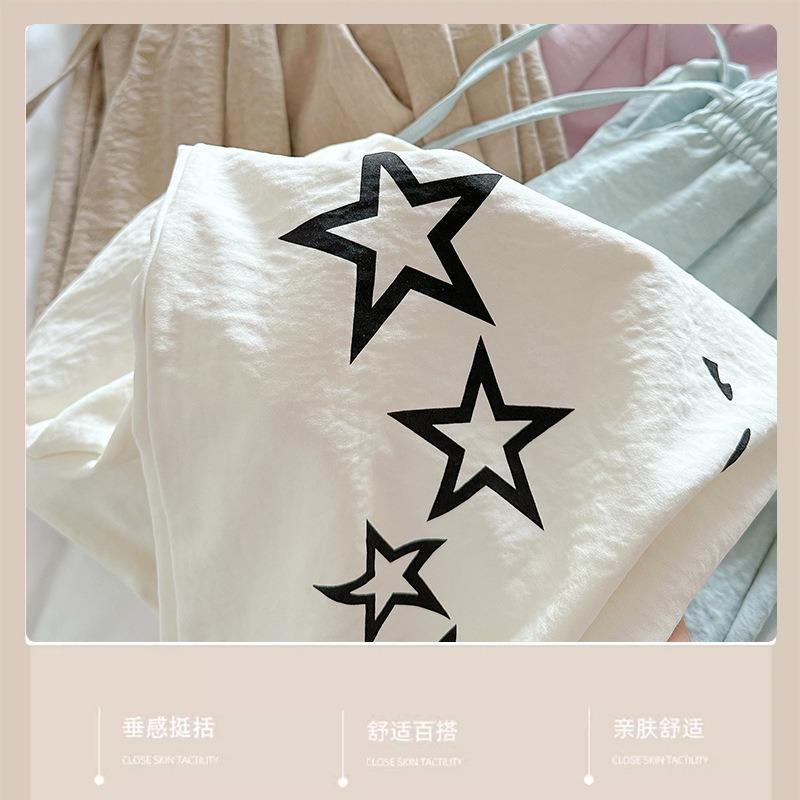 Graffiti Puppy Wide-leg Pants Women's Summer Thin New High-waisted Loose-hanging Casual Straight Sweatpants
