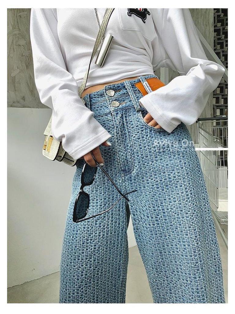Women's High-Waist Breathable Wide-Leg Jeans - Autumn Slim Fit