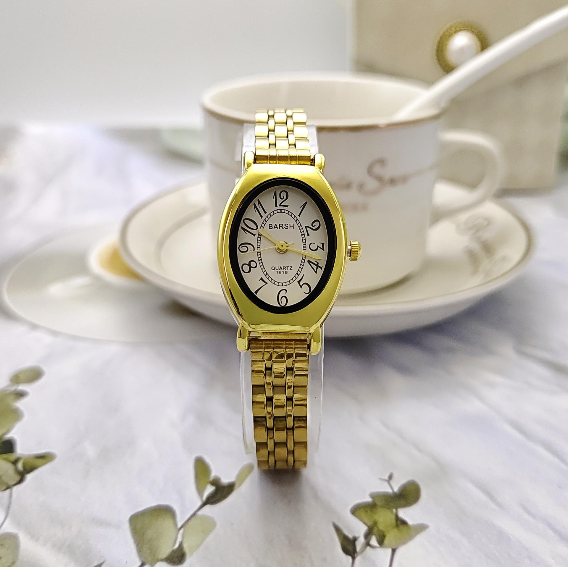 

Модные женские кварцевые часы золотых цветов с овальным циферблатом, ретро-женские наручные часы из нержавеющей стали, дропшиппинг, Reloj De Mujer