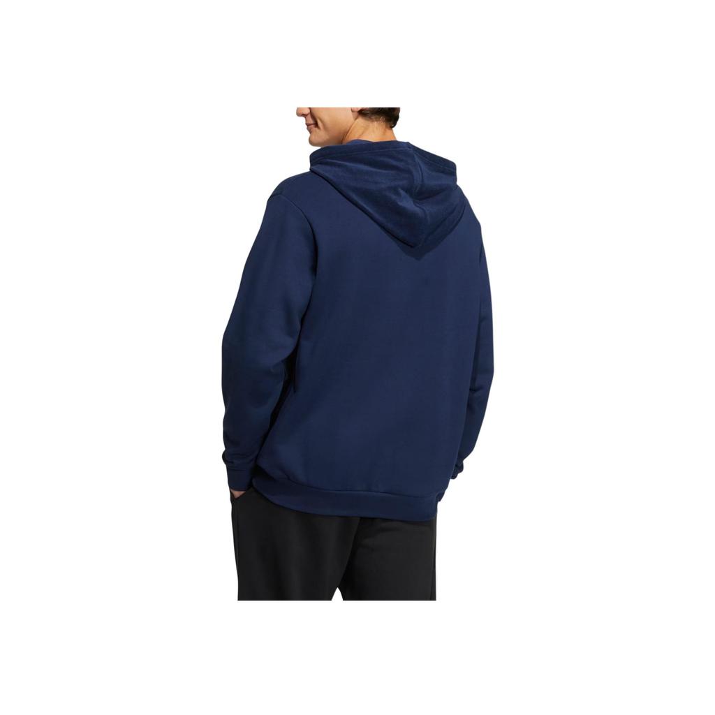 adidas Neo UVbe Spliced Logo Print Sport Drawstring Hoodie Pullover Long Sleeve Sweatshirt Unisex Tops Blue HN4731