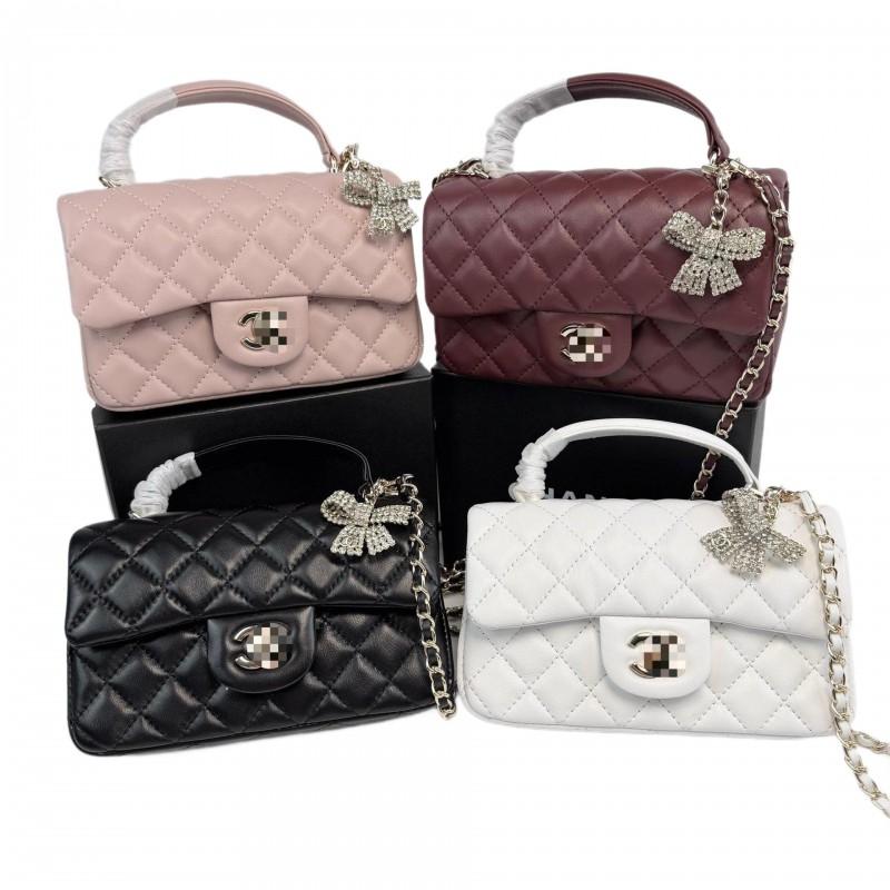 Xiaoxiangfeng Sheepskin Grid Chain Bag Women's Single Shoulder Crossbody Leather Small Square Fashionable Versatile High-end