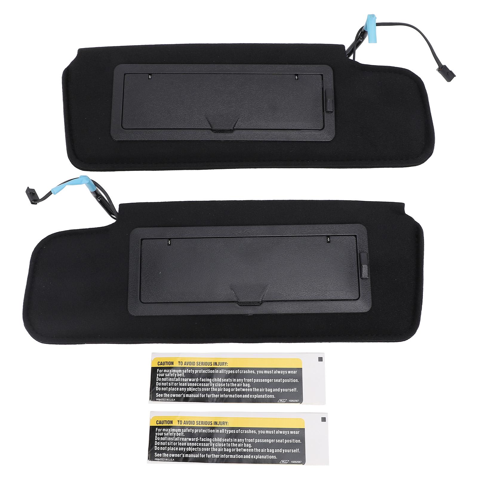 

1 Pair Left Right Sun Visor with Vanity Mirror 12459827 Black Front Sun Visor Set for C4 1984‑1996