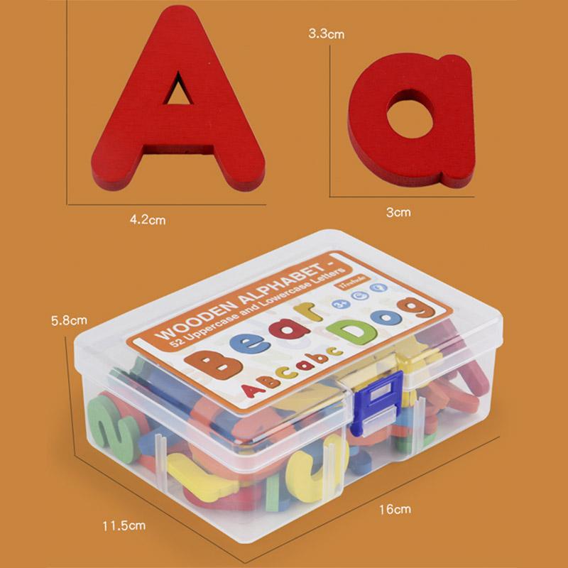 Kids Montessori Wooden English Letter Set Uppercase Lowercase Letters Cognitive Spell Word Games Early Learning Educational Toys