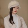 Female Winter Rabbit Fur Warm Fleece Mother Hat Middle-aged and Elderly Elegant Color Matching Knitted Wool Hat