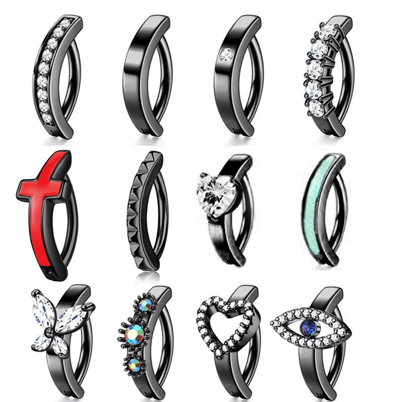 Simple Stainless Steel Unisex Zircon Navel Nail Body Piercing Jewelry Glossy Navel Buckle Explosion Style 