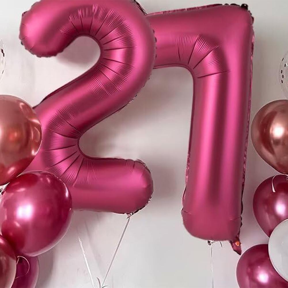 Giant 32 Inch Number Balloon Set Metallic Rose Red Foil Helium Balloon Kit DIY Happy Birthday Party Decor Kids Adult Anniversary